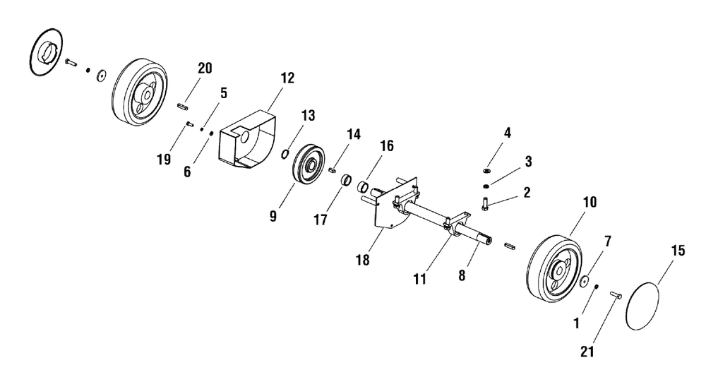 Rear Wheel Group (80003335) Diagram and Parts List for EX20-S 866057 Briggs and Stratton Concrete Saw